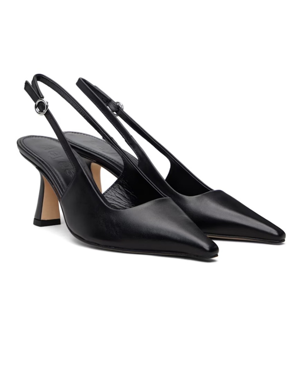 Aeyde Black Pointed Leather Slingback Mules